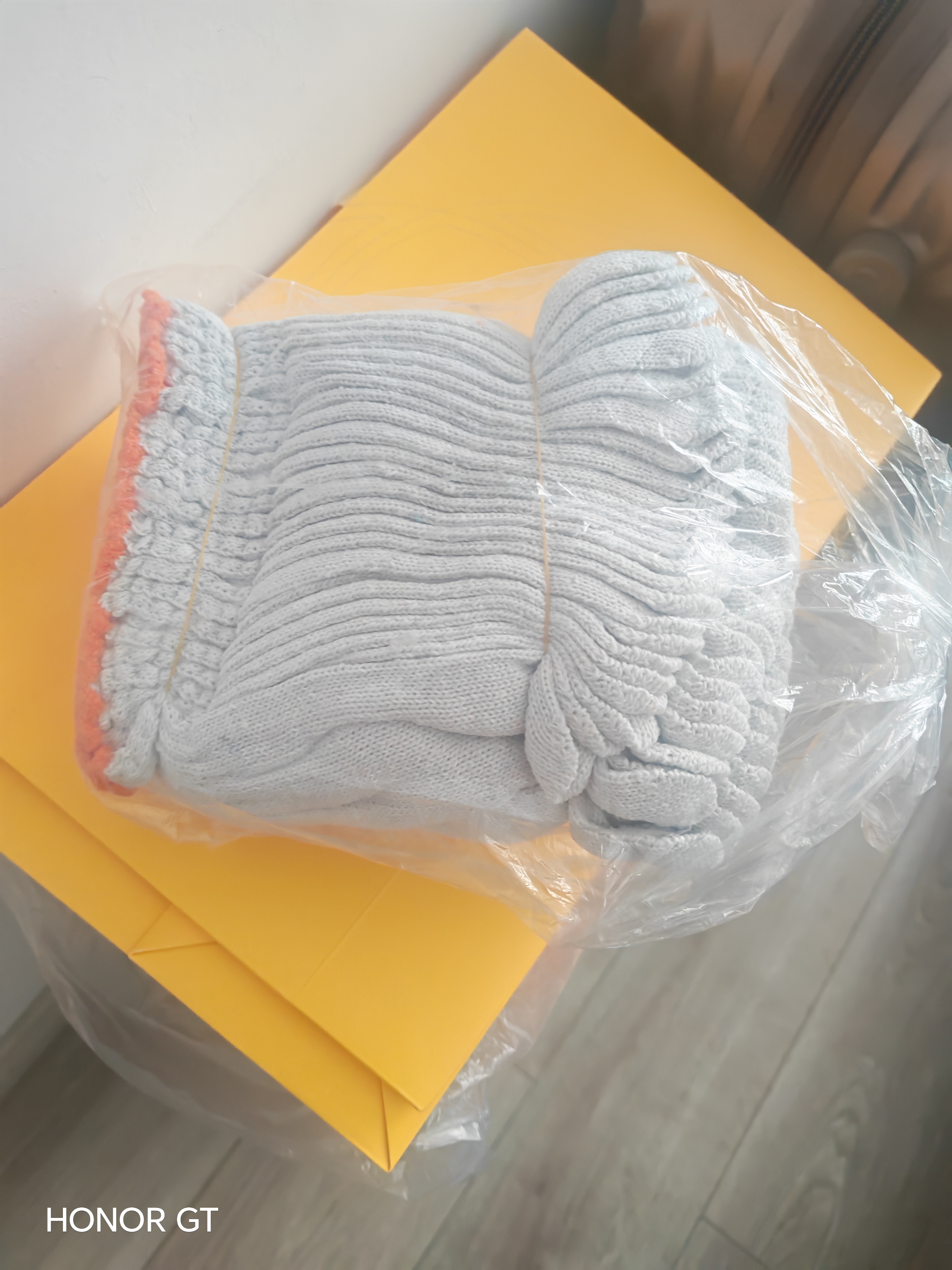 橘边棉纱劳保手套轻便舒适耐磨手部防护劳保手套透气线手套 普通棉线12双 实拍图