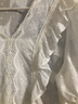 茵曼（INMAN）花边纯色v领衬衫女装2025夏季新品泡泡袖短袖上衣 珍珠白 XL 实拍图