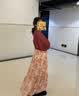 紫涵长袖针织开衫吊带连衣裙套装女夏季法式度假风两件套 米底红花 M 实拍图