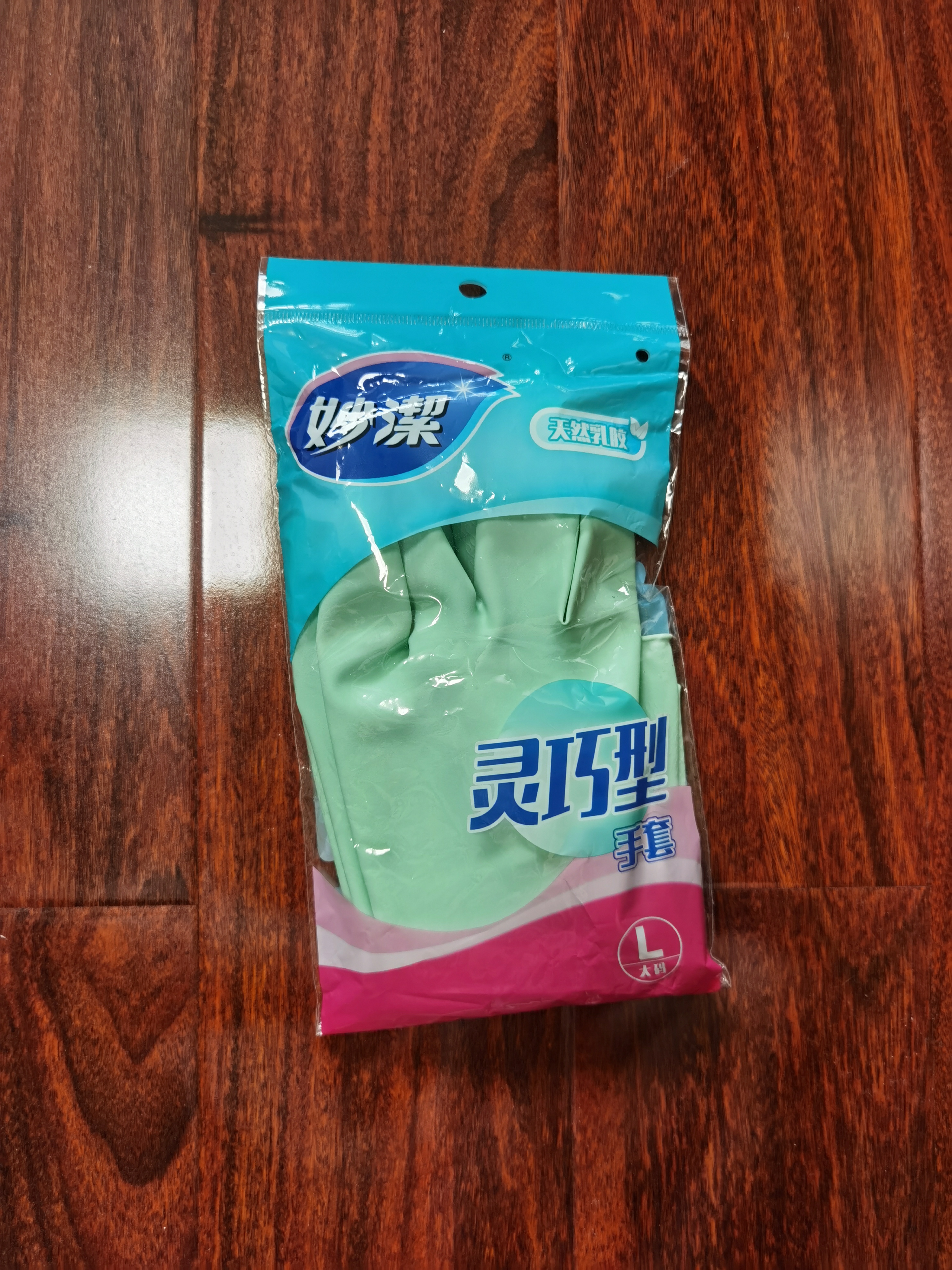 妙洁灵巧型柔韧手套 天然乳胶 1双装大号 清洁洗衣洗碗家务做饭手套 实拍图