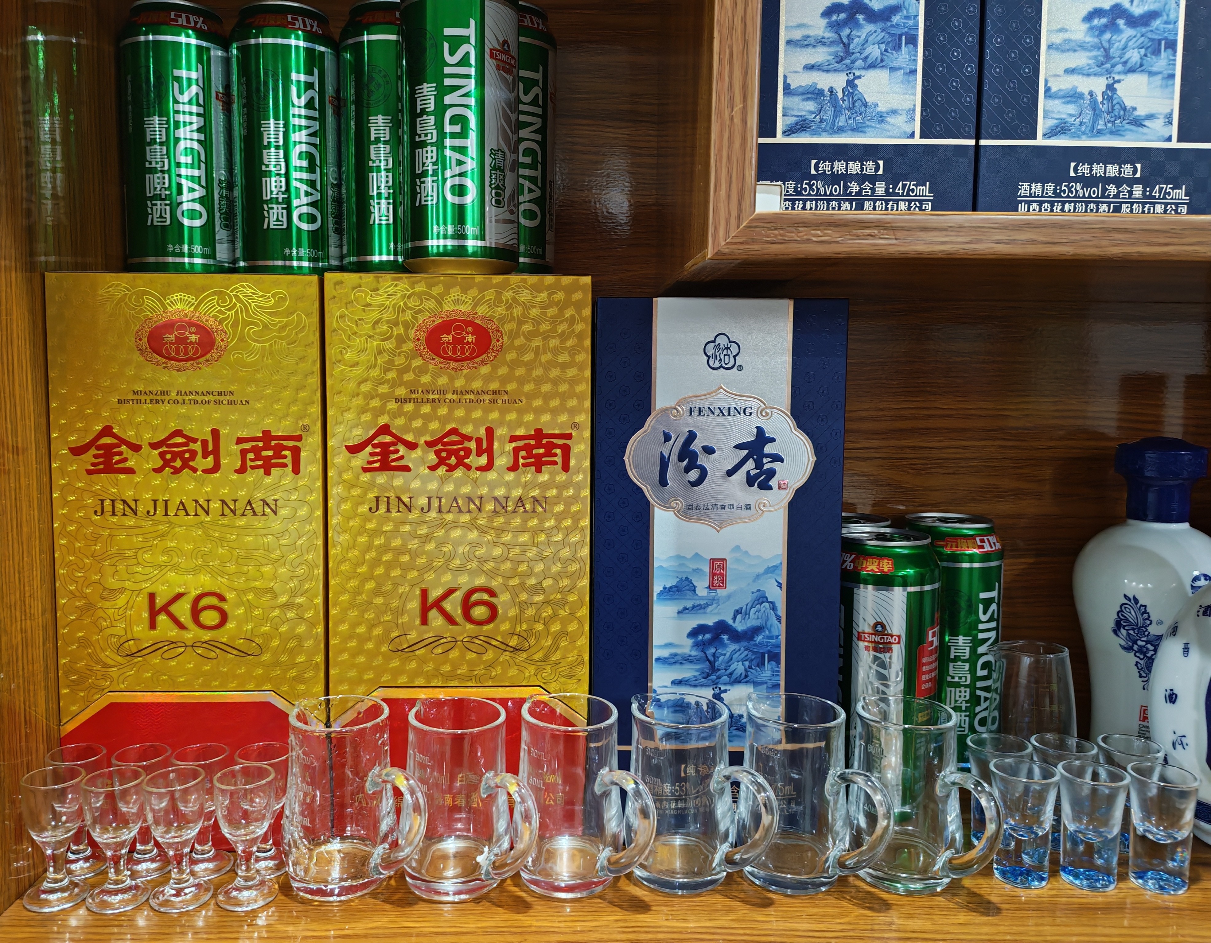 CLITON白酒杯分酒器套装一口杯高脚玻璃小酒杯带把分酒壶烈酒杯6壶8杯 实拍图