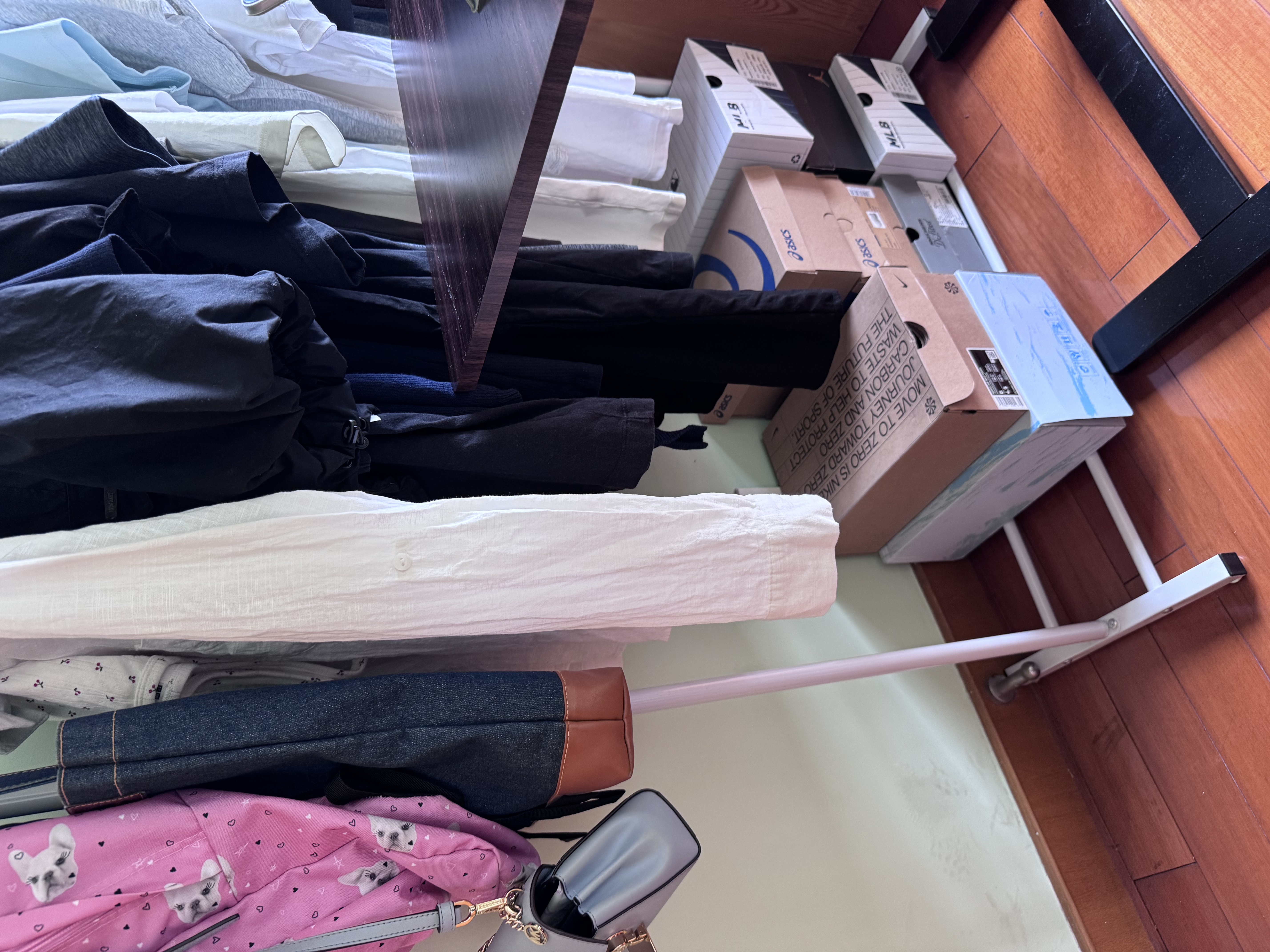 美潮晾衣架落地家用卧室挂衣架阳台可移动简易挂衣服架子凉晒杆衣帽架 120cm典雅白【加粗22管】 实拍图