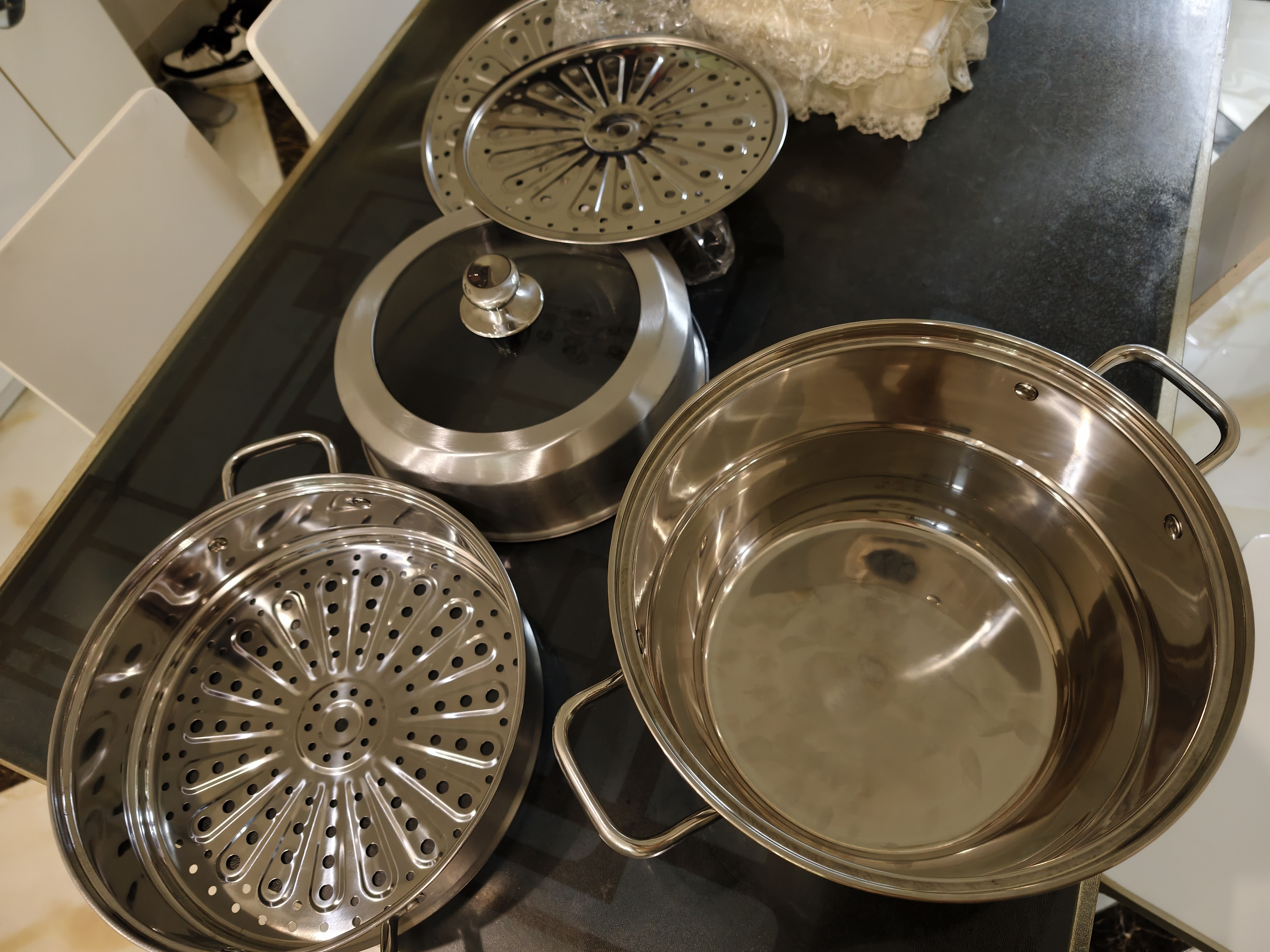 美厨（MAXCOOK）蒸锅 304不锈钢32CM三层蒸锅 加厚复底汤锅 燃气电磁炉通用 实拍图