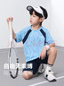 左西男童夏装套装2026新款儿童短袖套装夏季速干运动两件套 蓝色 150 实拍图