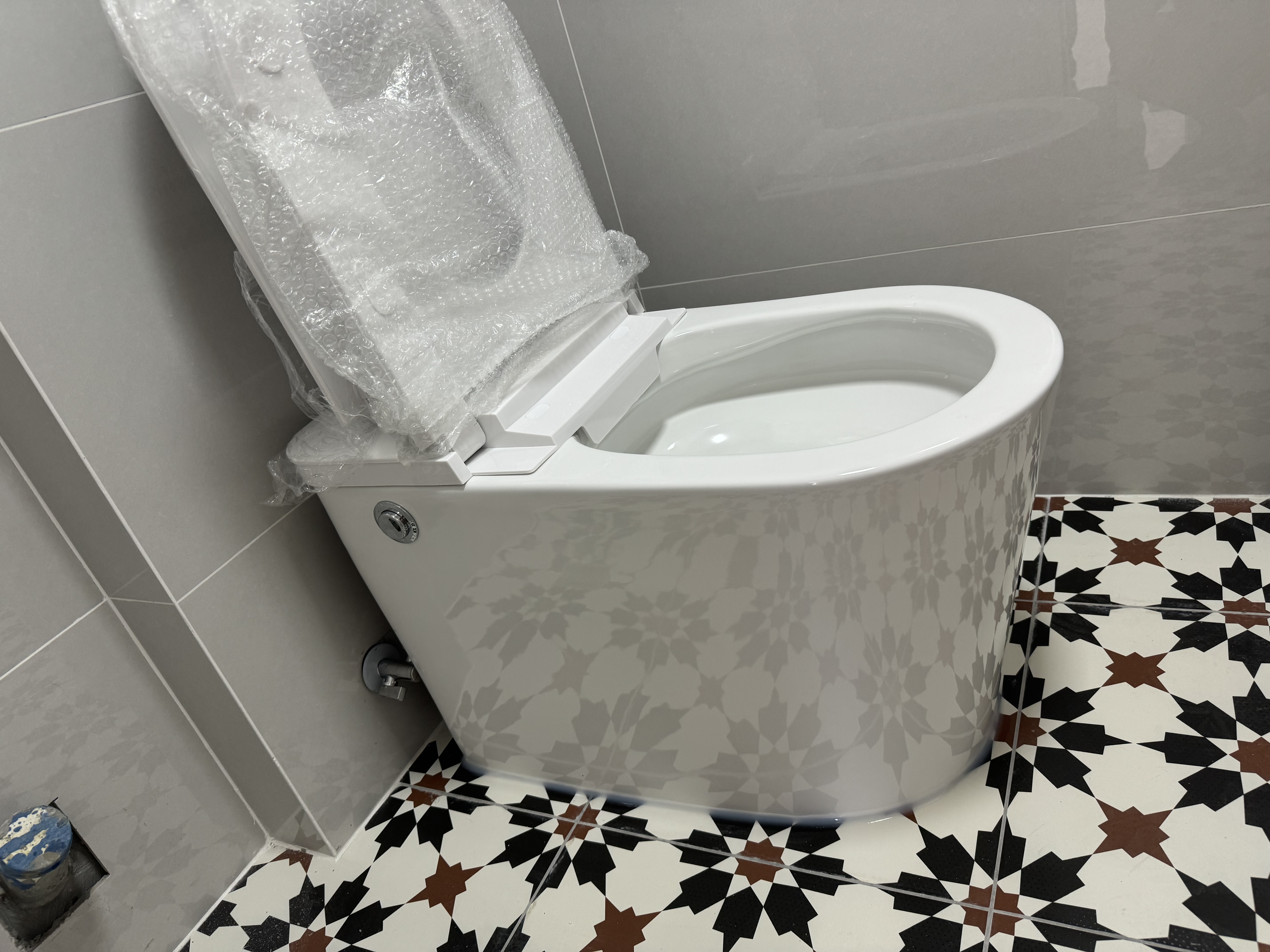 四季沐歌马桶虹吸式抽水普通马桶带水箱侧按脚踢冲水免插电座便器ZD111 实拍图