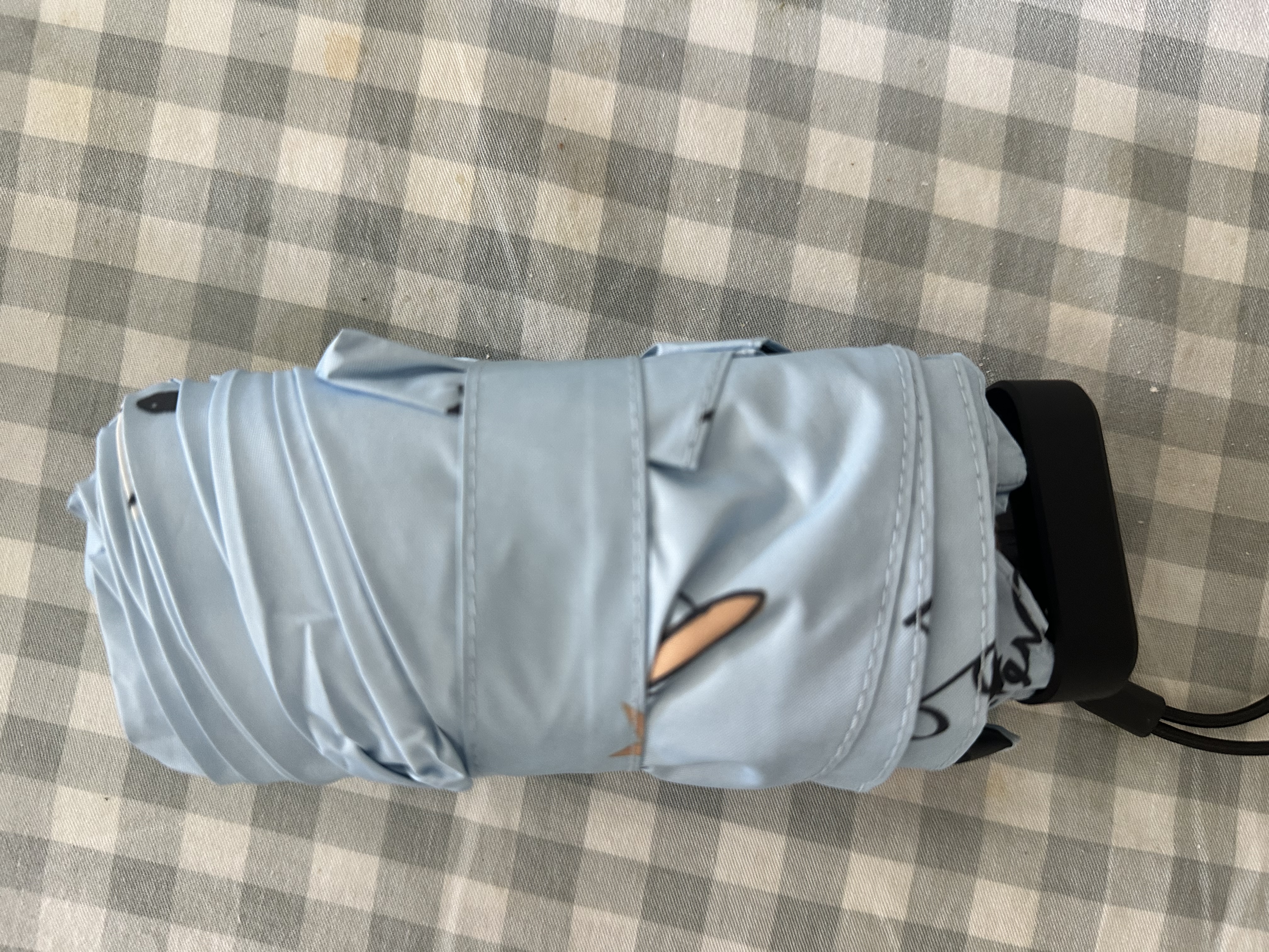 天堂伞伞 五折太阳伞遮阳口袋伞黑胶防晒伞防紫外线晴雨两用伞女 冰兰色-五折方形手柄款 实拍图