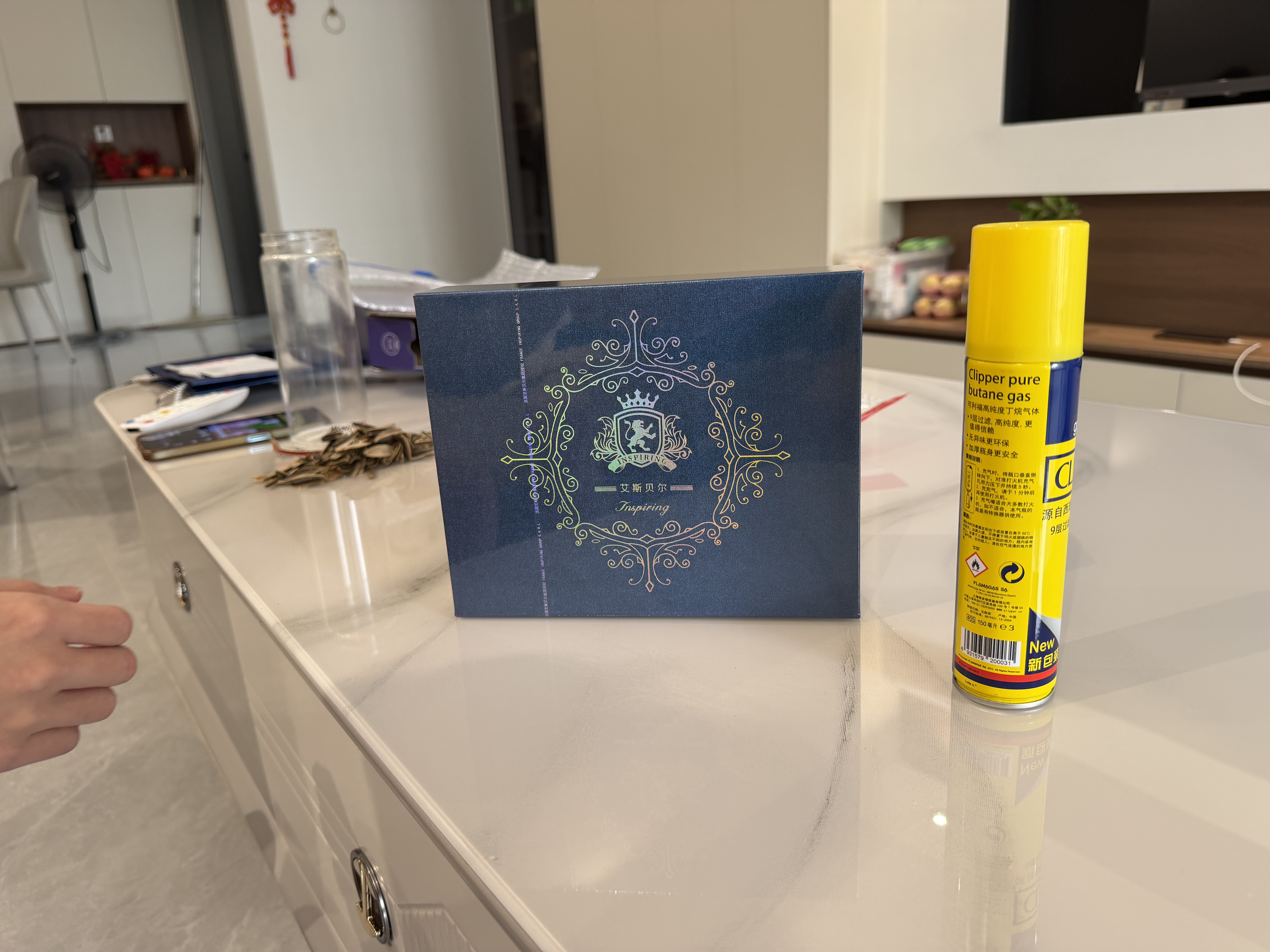 艾斯贝尔限量版高端纯黄铜朗声充气打火机定制刻字高级感颜值男士生日礼物 暗夜星空·金色 套装 1个 实拍图