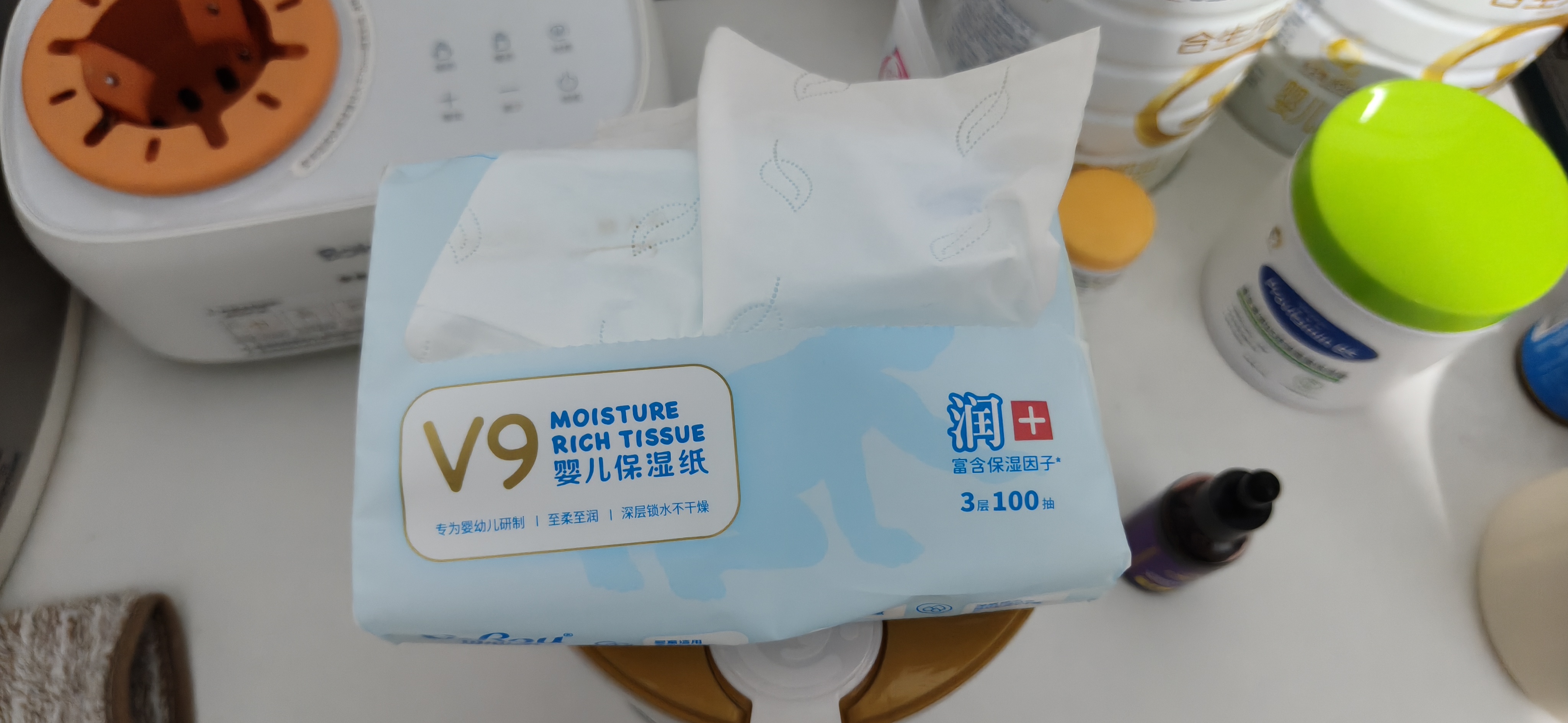 可心柔（COROU）抽纸 3层100抽*32包M码婴儿柔纸巾  云柔巾 保湿纸 乳霜纸 囤货装 实拍图