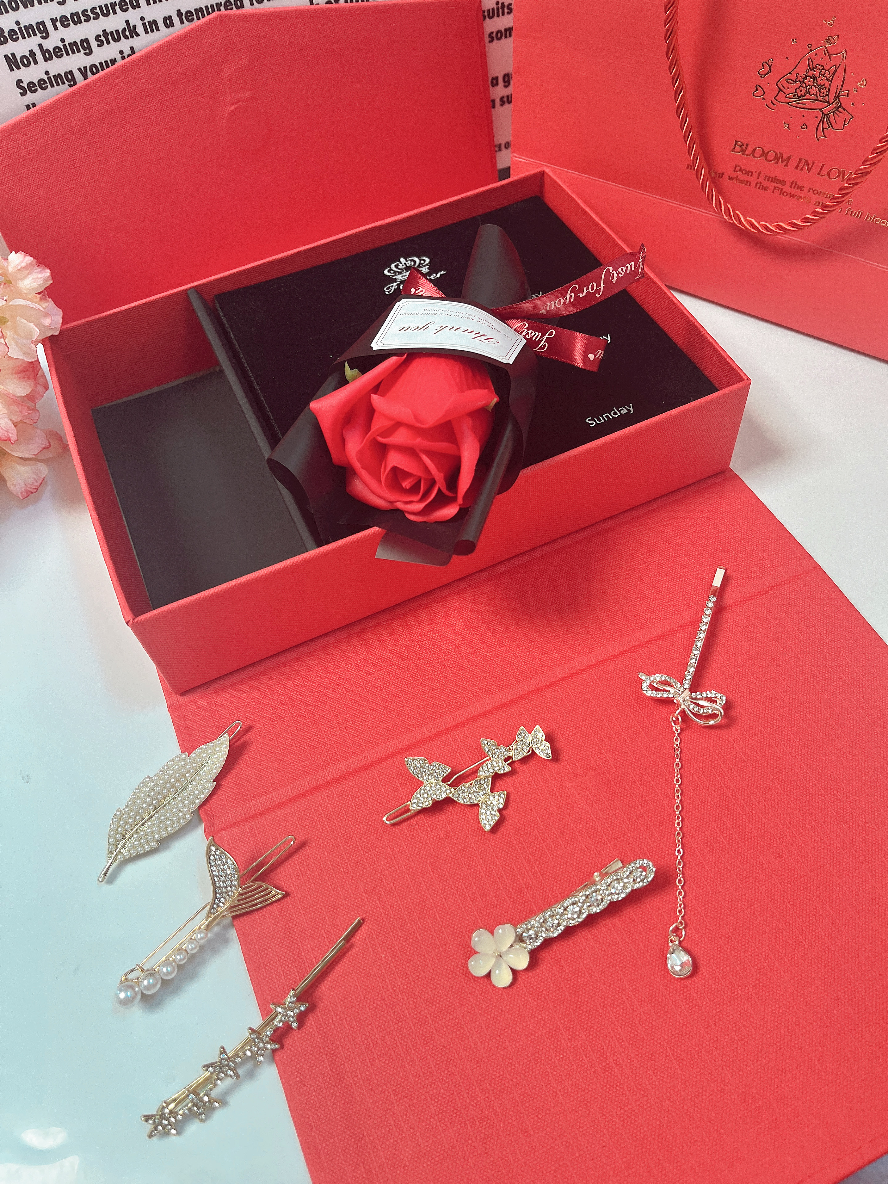 甜蜜点永生花玫瑰发夹生日礼物女生老婆高级实用教师节礼物送老师 实拍图
