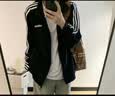 adidas休闲舒适三条纹立领夹克外套男装秋季阿迪达斯官方轻运动 黑色/白（推荐选大一码）   L 实拍图