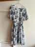 颜域短袖圆领真丝连衣裙女夏新款显瘦宽松高端印花桑蚕丝裙子 蓝花 M 实拍图