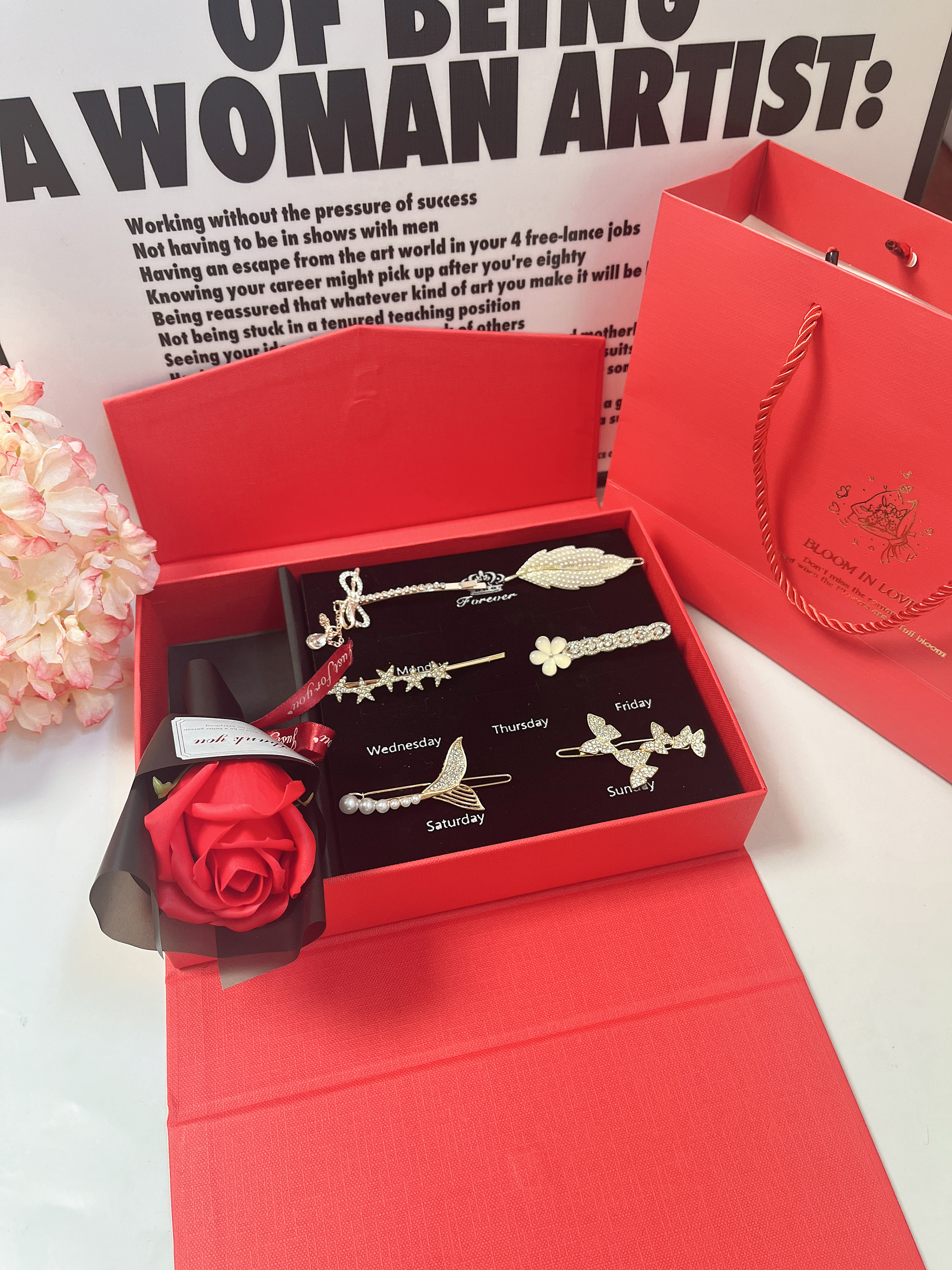 甜蜜点永生花玫瑰发夹生日礼物女生老婆高级实用教师节礼物送老师 实拍图