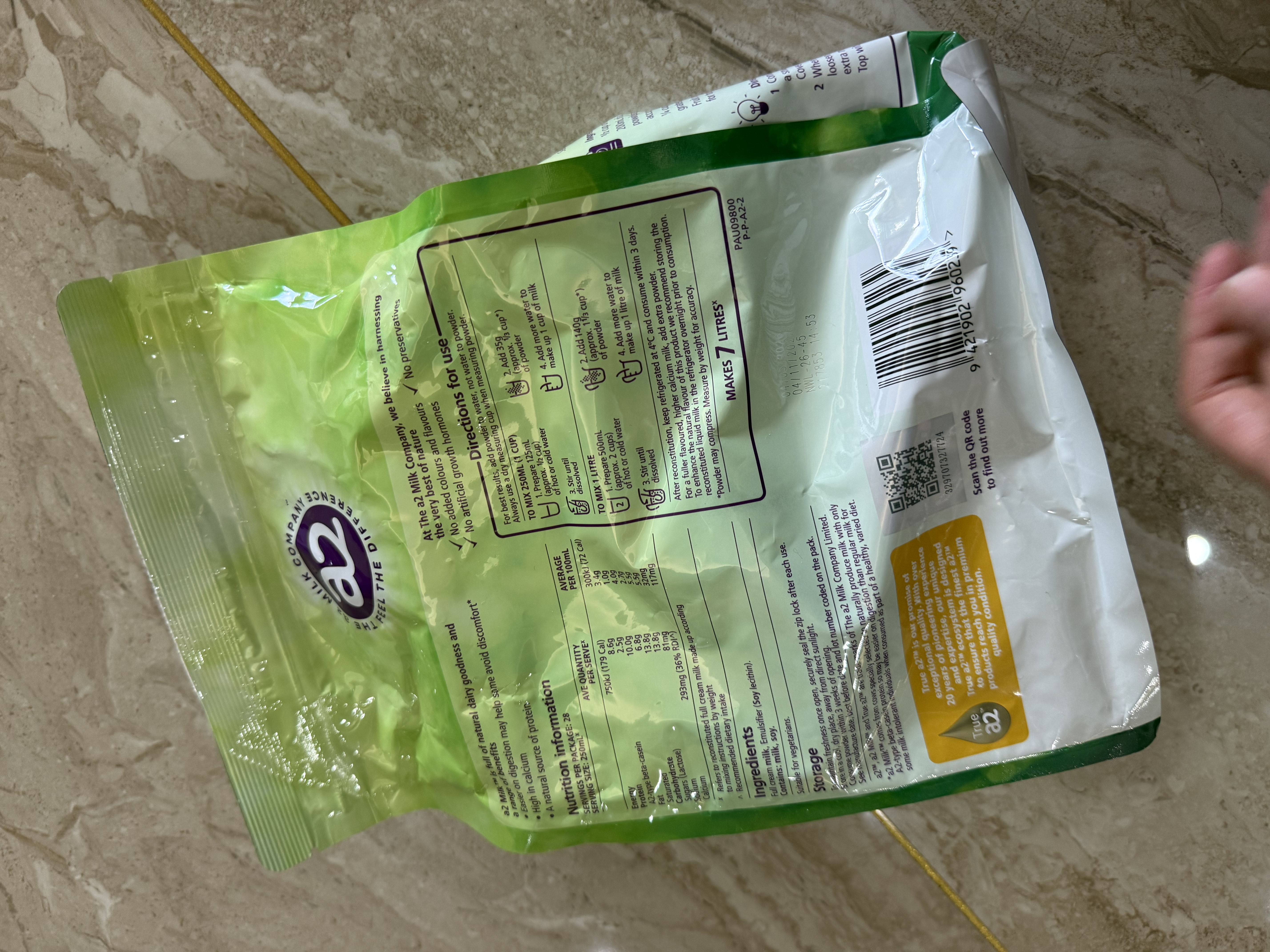 a2奶粉成人新西兰进口学生中老年速溶奶粉高钙高蛋白 【单袋尝鲜】全脂成人奶粉1kg/袋 实拍图