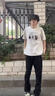 肆缄胖子大码弯刀牛仔裤男大屁股显瘦vibe裤子美式高街宽松大码微喇裤 黑色 3XL 适合160-180斤 实拍图