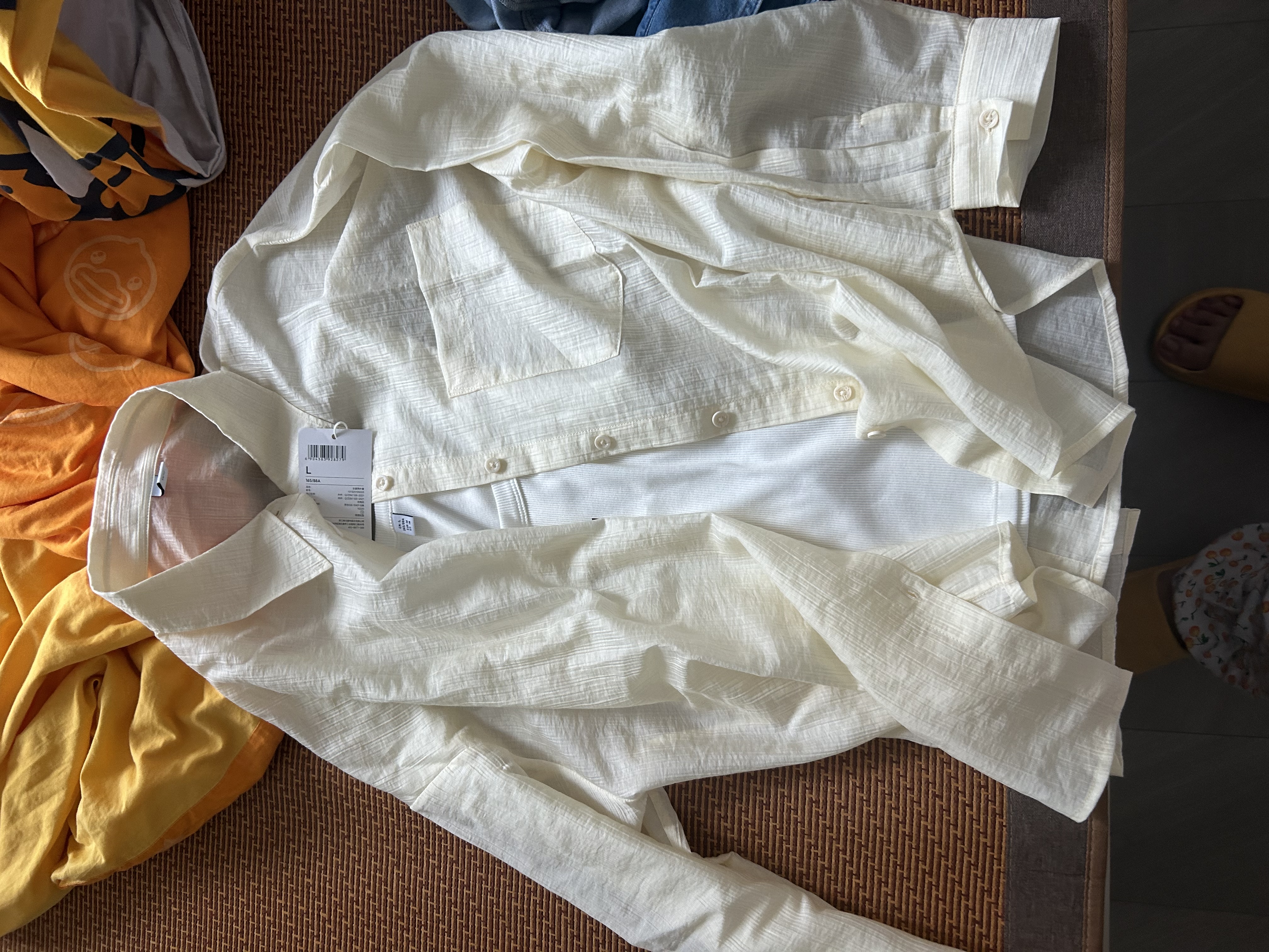 森马（Semir）长袖衬衫女夏季短背心特宽松肌理衬衣松弛感两件套101325105003 实拍图