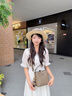 viney【何泓姗同款】牛皮水桶包包女包斜挎包生日礼物高级感送女友老婆 【卡其色】高档轻奢手提腋下包 时尚ck风休闲小众品牌洋气单肩包 实拍图