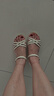 大东绑带凉鞋女鞋2026夏季新款时尚优雅坡跟中跟圆头一字扣 米色 （第二批） 37 实拍图