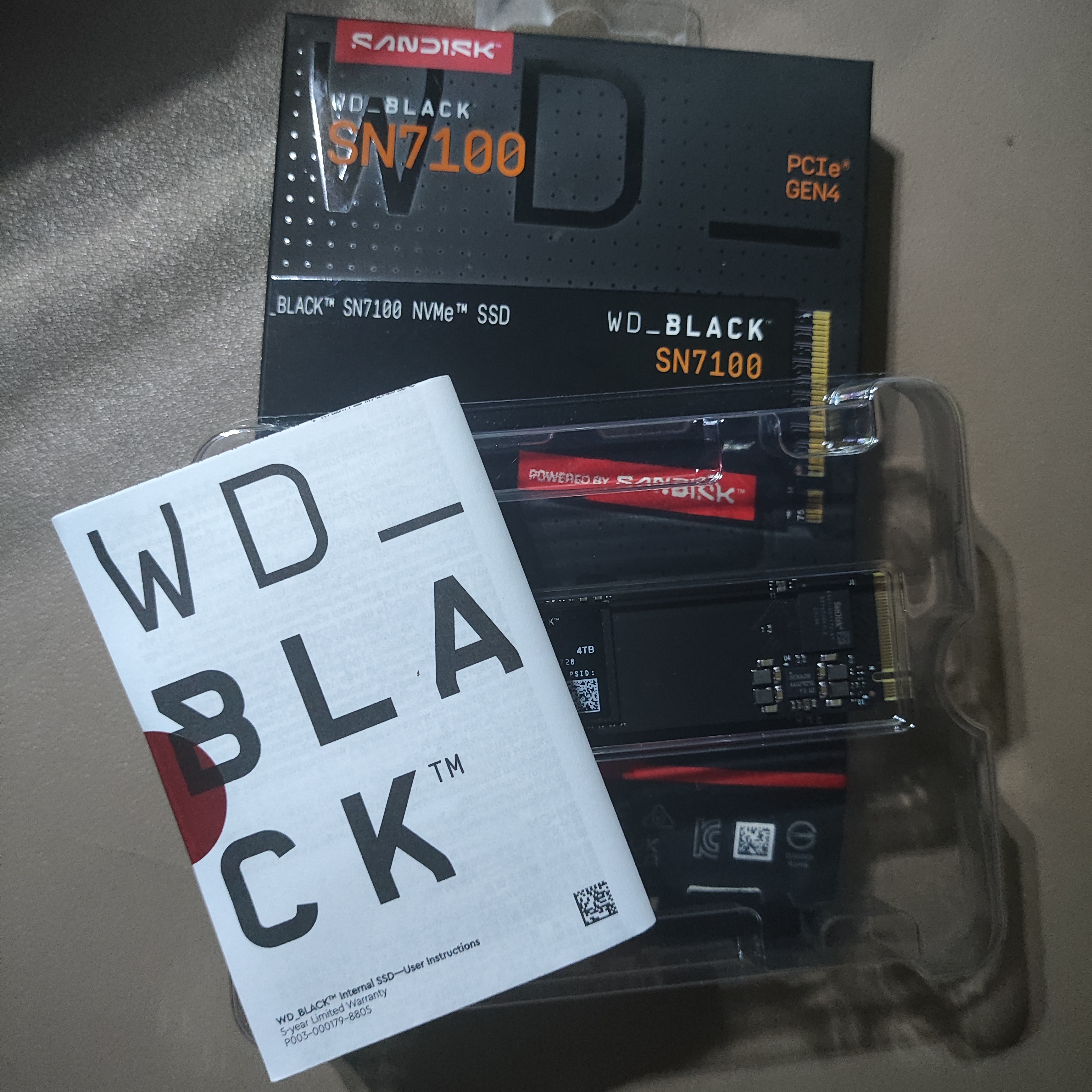 闪迪（SanDisk）ssd固态硬盘 NVMe M.2接口 AI台式机存储 笔记本升级硬盘 原厂颗粒不虚标不掉速 SN7100 | PCle4x4 7250MB/s 顶配容量 【4TB】 实拍图