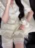 LULU CARTER真丝睡衣女款2026夏秋季新款女轻奢波点Kitty带胸垫家居服礼盒装 黄色kitty【三件套】 M 建议 80-100斤 实拍图