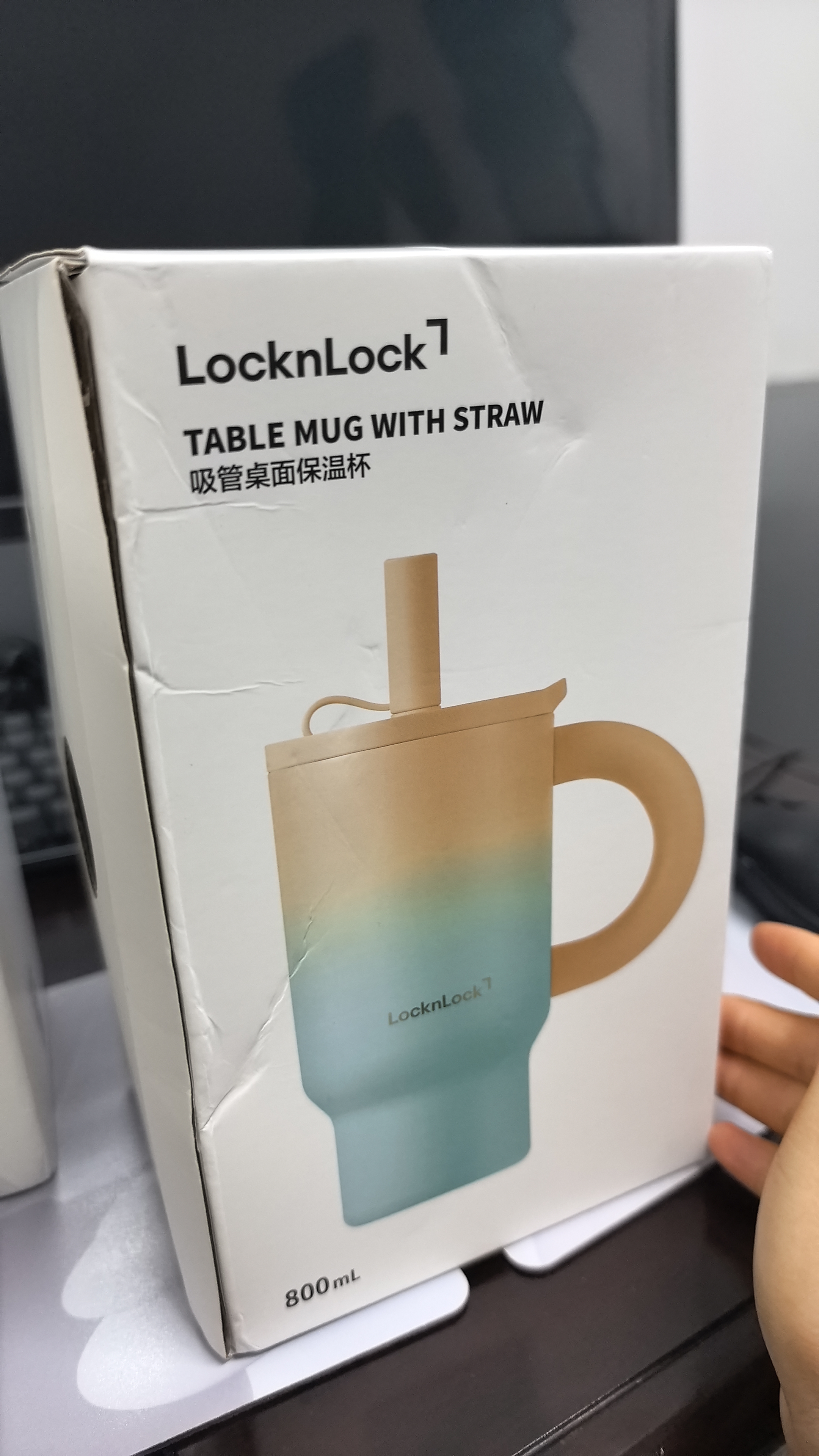 乐扣乐扣（LOCK&LOCK）吸管桌面儿童保温杯夏季保冷保冰大容量316不锈钢冰霸杯色-800ML 实拍图