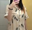 维多利亚的秘密杨幂同款宅度假系列水光绸印花短袖凉感睡衣家居服七夕情人节礼物 08T7裸粉羽毛-短袖短裤 11262802 S 实拍图