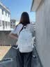viney书包小学生初中高中大学生背包女大容量旅行双背包户外出游旅行包 白色+可爱挂件 简约轻便高颜值休闲减负电脑包 实拍图