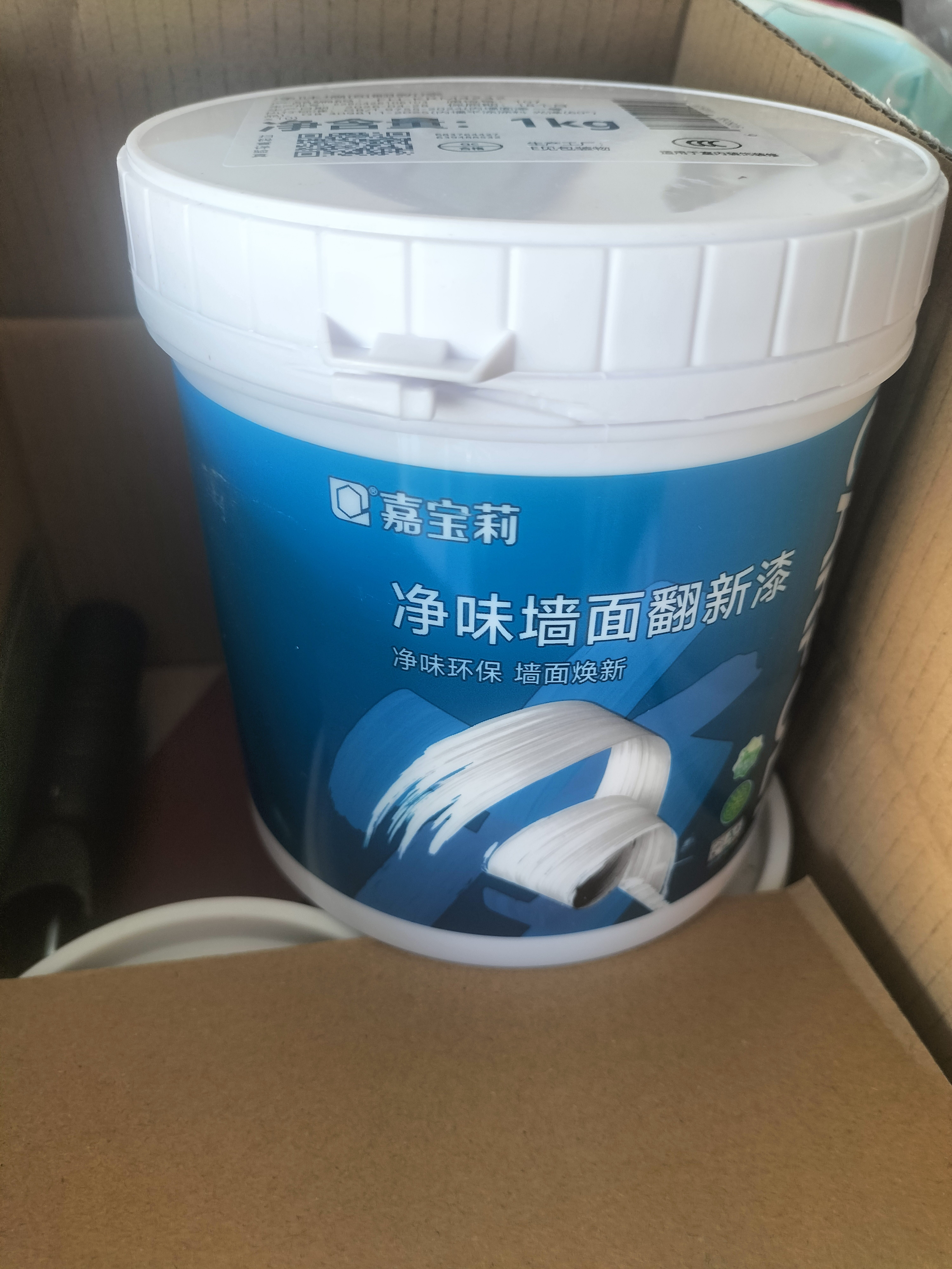 嘉宝莉补墙漆白色修补墙面翻新漆内墙去污遮盖净味速效内墙乳胶漆1kg 实拍图
