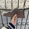 奥康（Aokang）休闲系带低帮马丁靴2026新款夏季商务正装黑色百搭厚底皮鞋工装靴 棕色 41 实拍图