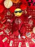 G.duck小黄鸭婴儿连体衣夏季新生儿衣服中国风爬服男女宝宝百天周岁礼服 红色 66cm 尺码建议0-3个月8-12斤 实拍图