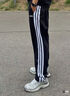 adidas情侣款休闲运动裤男女春季阿迪达斯官方轻运动 黑色/白色   2XL 实拍图