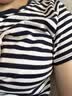 H&M女装T恤夏季圆领时尚休闲简约宽松短袖上衣1270848 白色/海军蓝条纹 M 165/96 实拍图