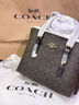 COACH/蔻驰 官方授权 女士简约通勤单肩斜挎手提包 胡桃木色配黑色CV965IMXAQ 实拍图