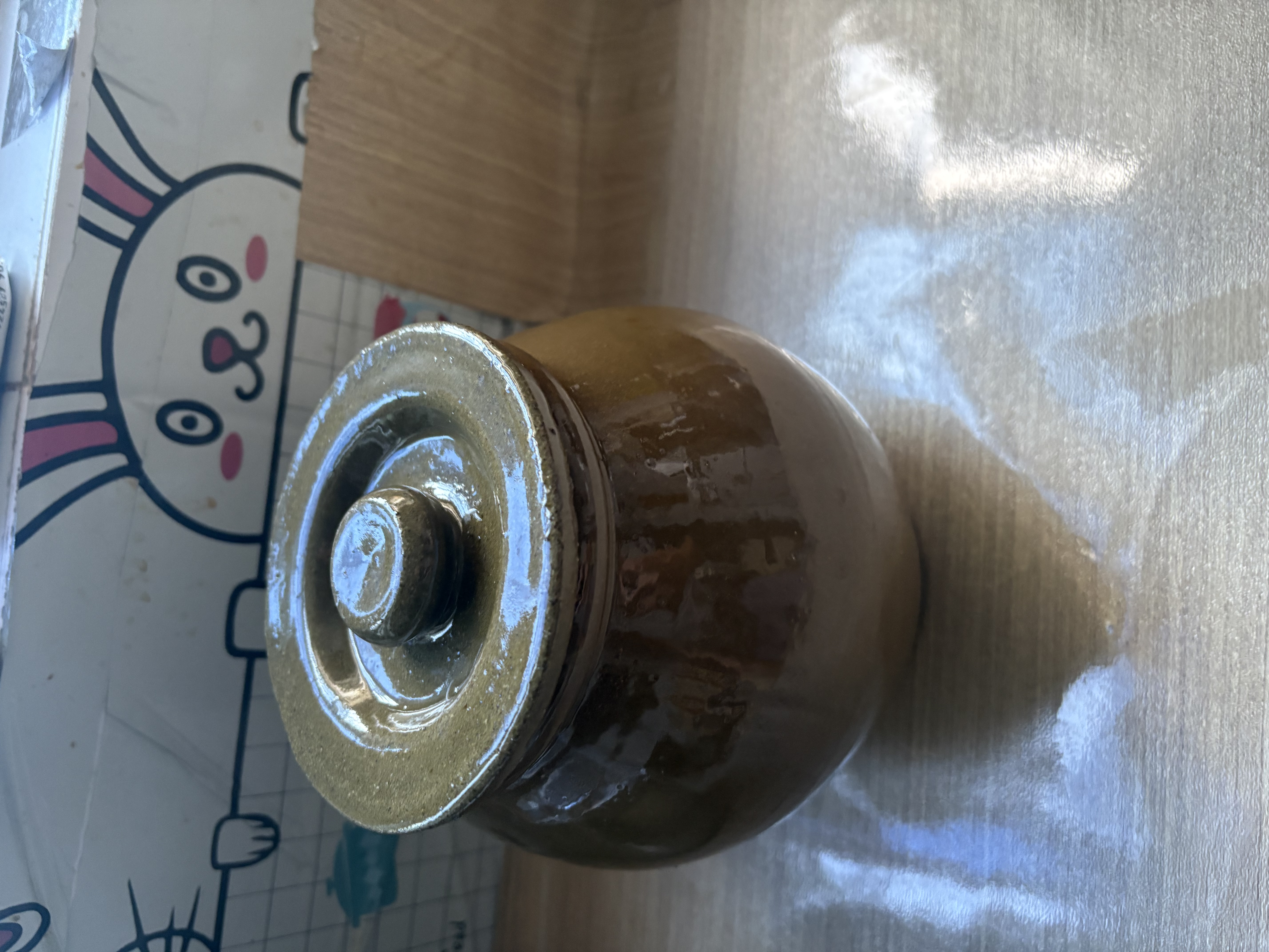 猪油罐陶瓷耐高温家用搪瓷土陶罐子加厚大容量装油米缸腌菜储物罐 3.5斤容水量【无耳】带盖 实拍图