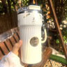 百事保温杯咖啡杯316L不锈钢水杯高颜值便携车载杯子米白620ML 实拍图