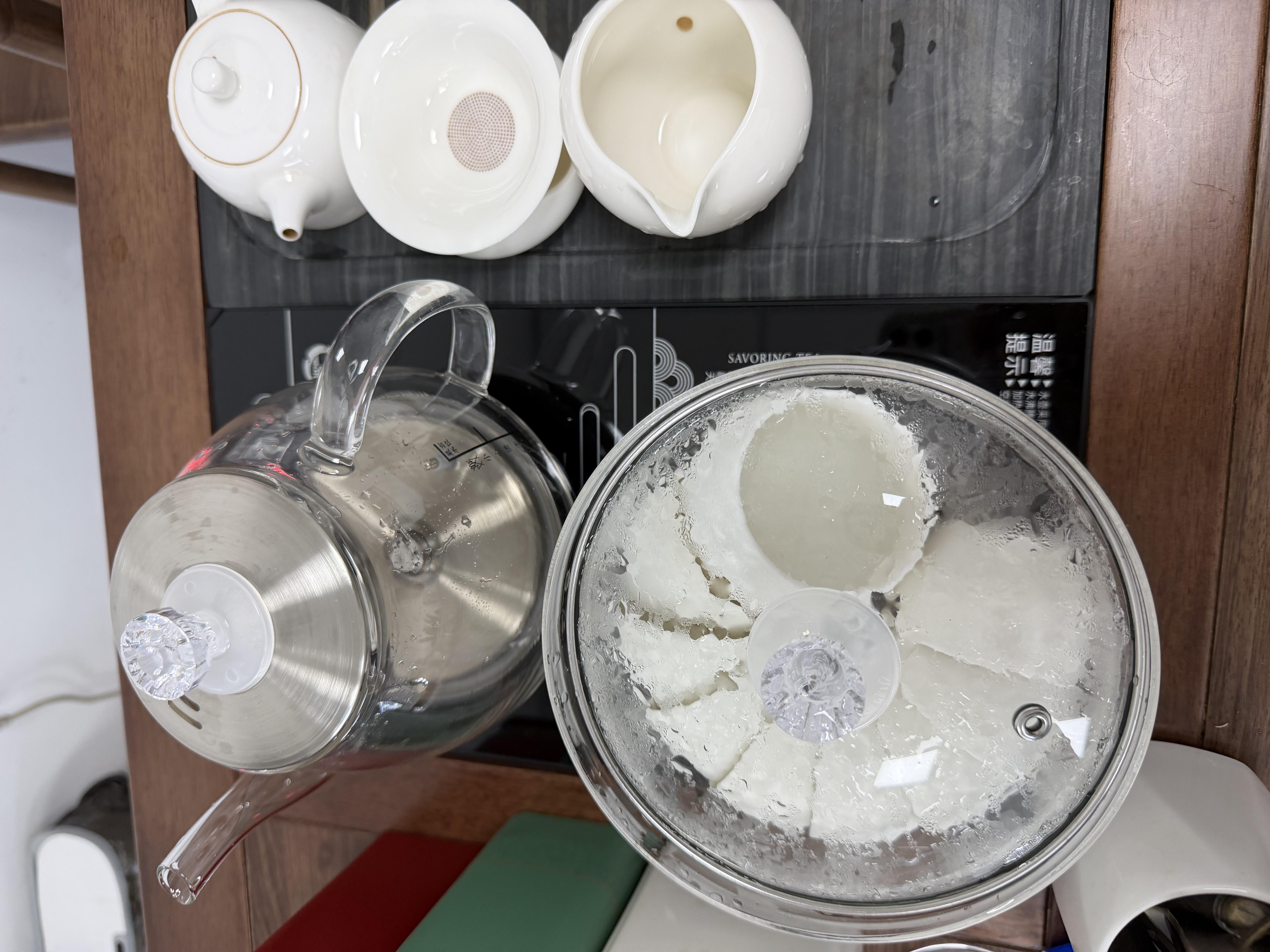 立客全自动上水电热水壶茶台烧水壶一体茶盘功夫茶烧水壶煮茶烧水茶具调温烧水器保温壶电茶炉泡茶套装 1L 底部上水+黑色玻璃壶套装LK-SHC23 实拍图