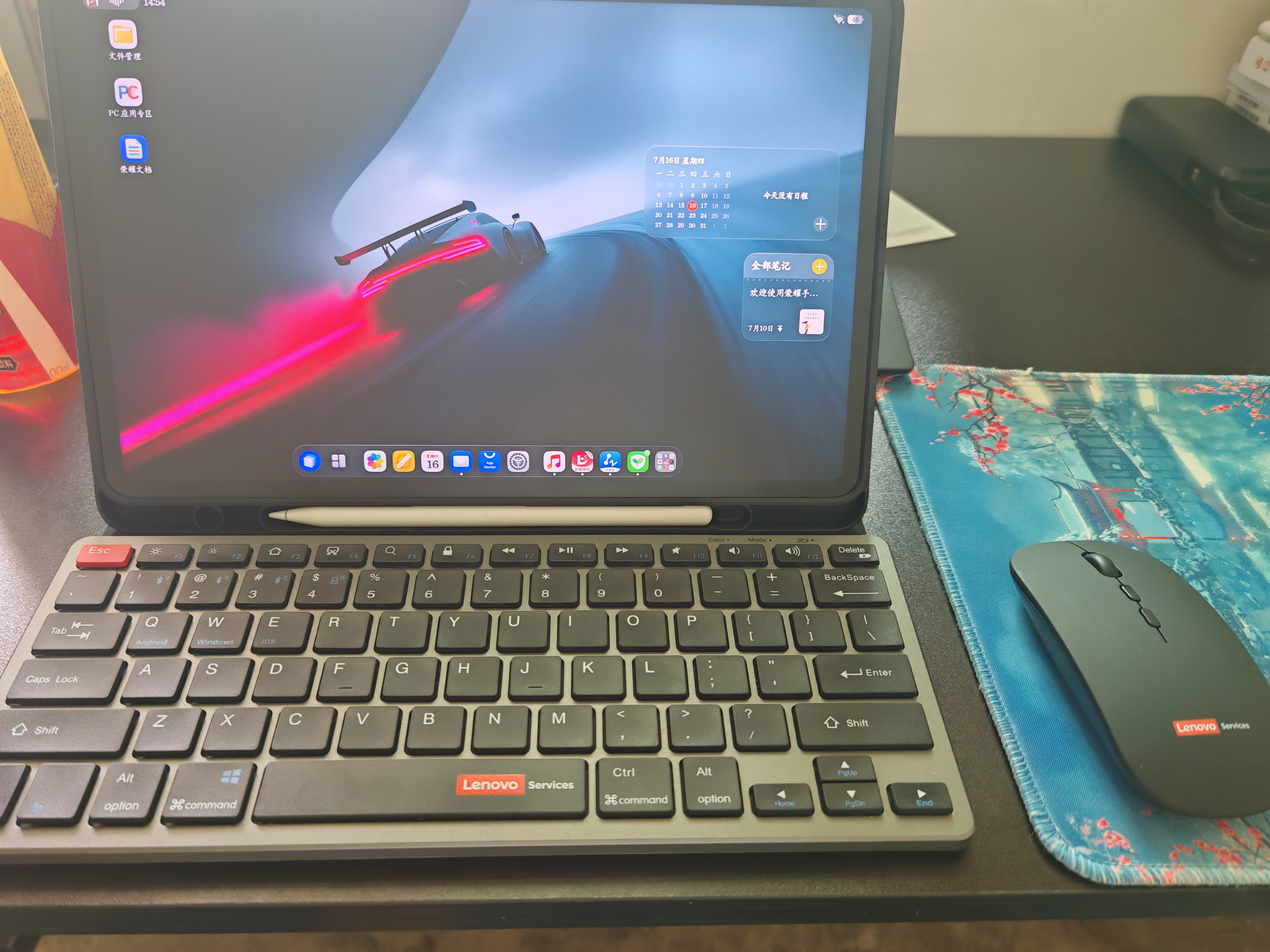 联想（Lenovo）无线蓝牙键盘鼠标套装可充电轻薄便携商务办公电脑iPad平板mac通用剪刀脚无线键盘无线键鼠套装 P211-灰黑色-键鼠套装【键鼠共用1个接收器】 无线蓝牙双模 实拍图