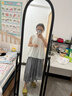 MUJI女式 强捻抽褶裙 长半身裙女款裙子女装纯棉 26年夏季BE1ZZA6S 黑色格纹 S （155/62A） 实拍图