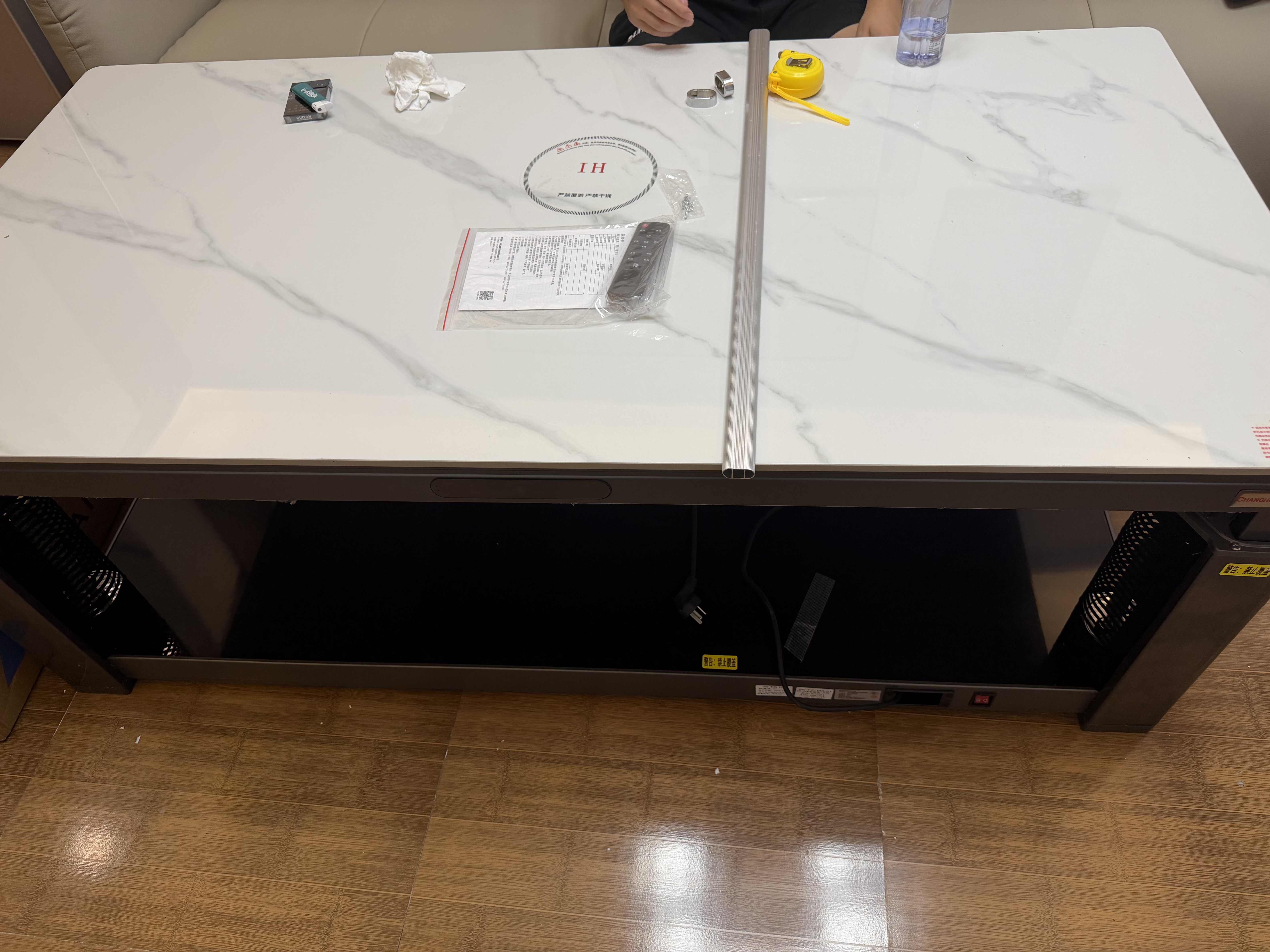 长虹电暖桌长方形烤火桌子家用冬季多功能取暖升降茶几电炉取暖桌电烤炉家用电热取暖桌电烤桌烤火炉A4 A4-1.5米宝蓝灰隐藏炉【声控+轻移动+岩板】 实拍图
