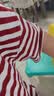 德玛纳【裸感体验】夏季撞色圆领条纹打底衫落肩宽松小个子气质女式t恤 实拍图