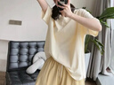 猫人睡衣夏季女士2026新款冰丝宽松短袖短裤可外穿自带胸垫家居服套装 嫩黄自带胸垫 【凉感莫代尔】 L 【建议160-170cm/100-120】 实拍图