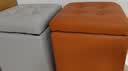 六方家私（Six Connections Furniture）多功能小凳子家用矮凳收纳凳结实耐用门口可坐人储物凳换鞋凳矮凳 拉扣款橘色【升级猫抓皮 超大容量】 实拍图