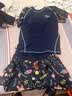 洲克（ZOKE）泳衣女分体两件套裙摆短袖温泉平角少女120501242深兰底黄绿花XL 实拍图