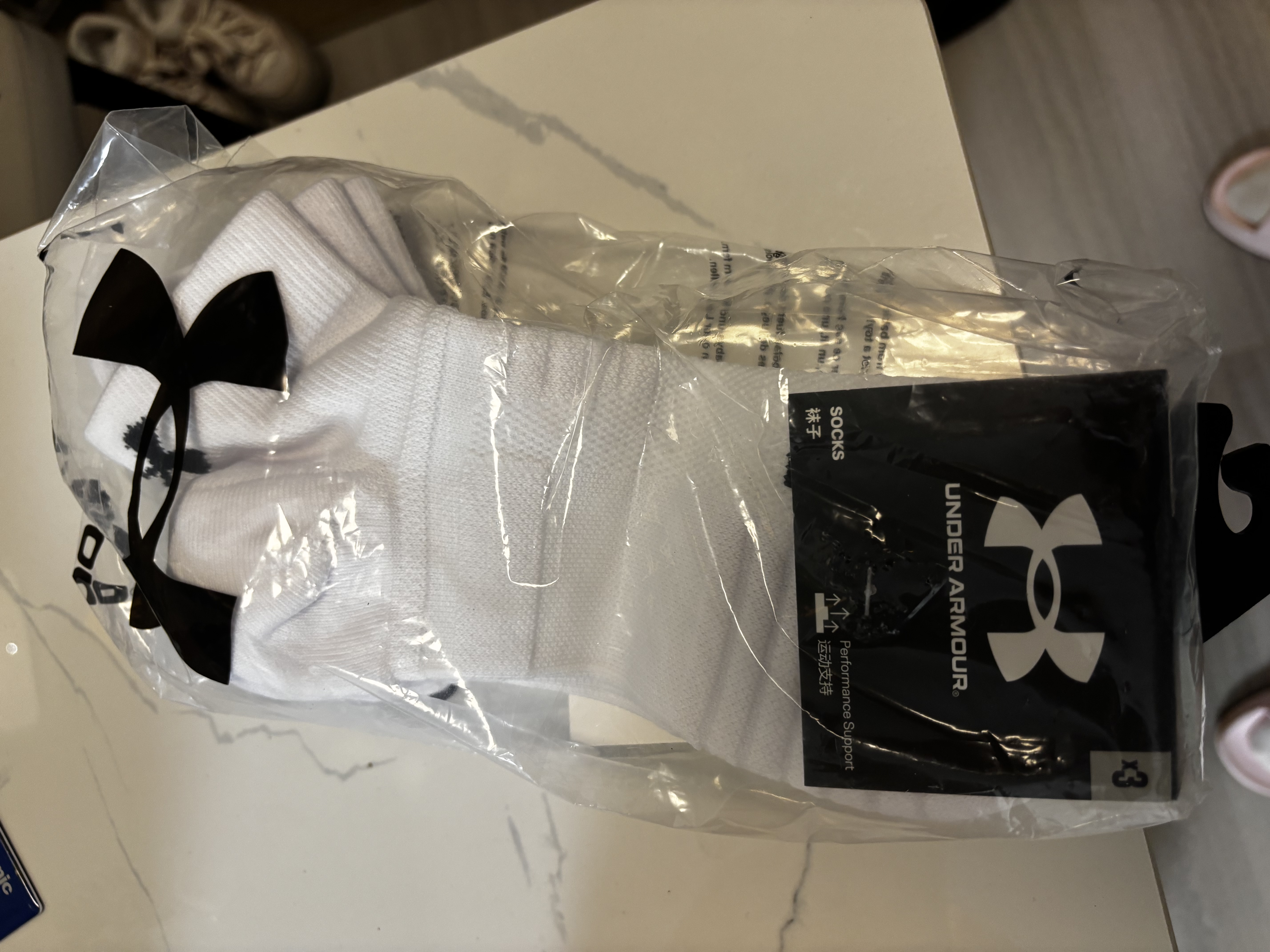 安德玛（Under Armour）袜子【3双】篮球袜羽毛球袜子运动袜男女跑步中防臭筒毛巾短棉袜 实拍图