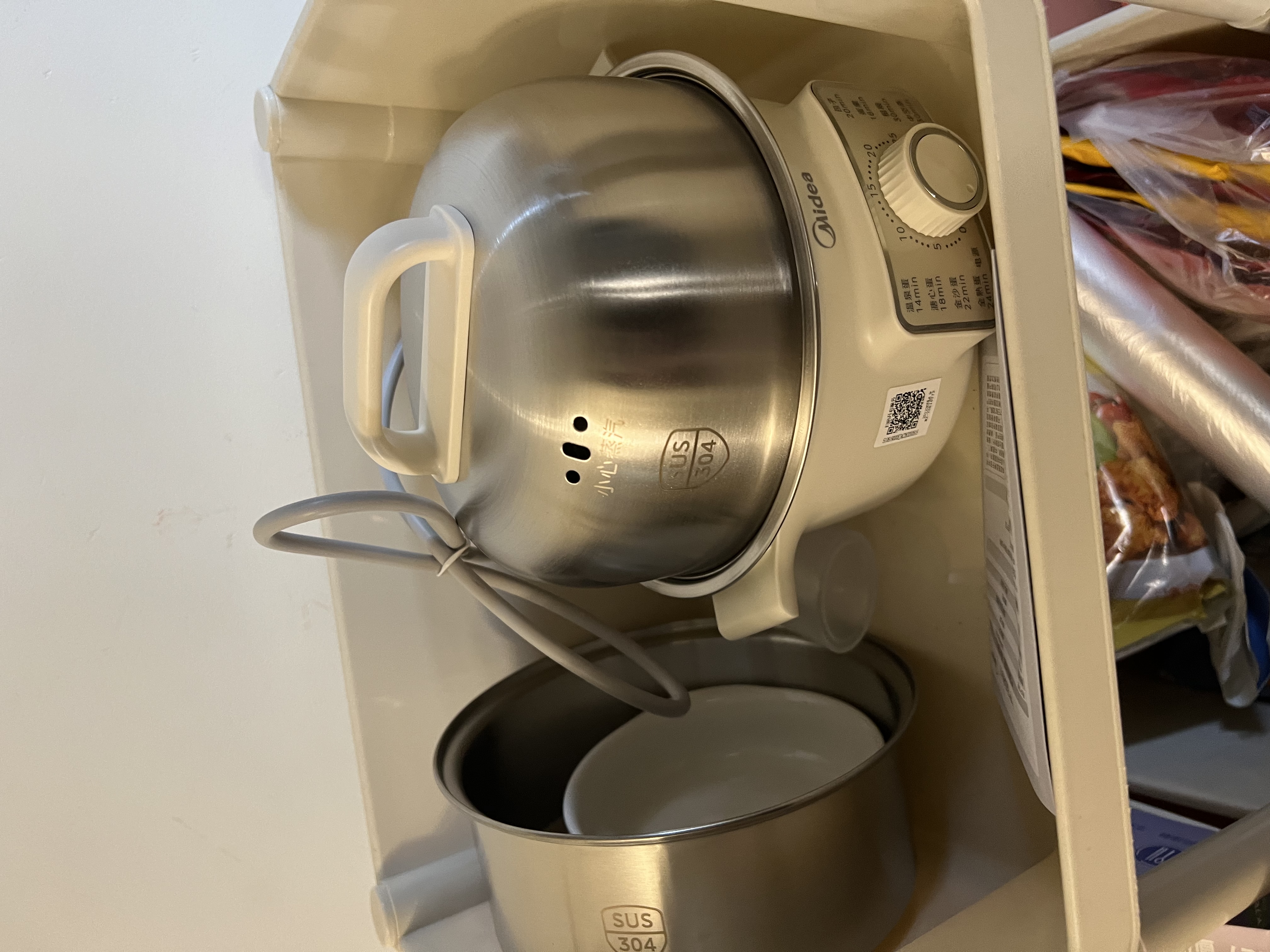美的（Midea）煮蛋器蒸蛋器双层家用自动断电神器防干烧不锈钢便携式家用煮蛋器MZ-ZDE16T72 实拍图