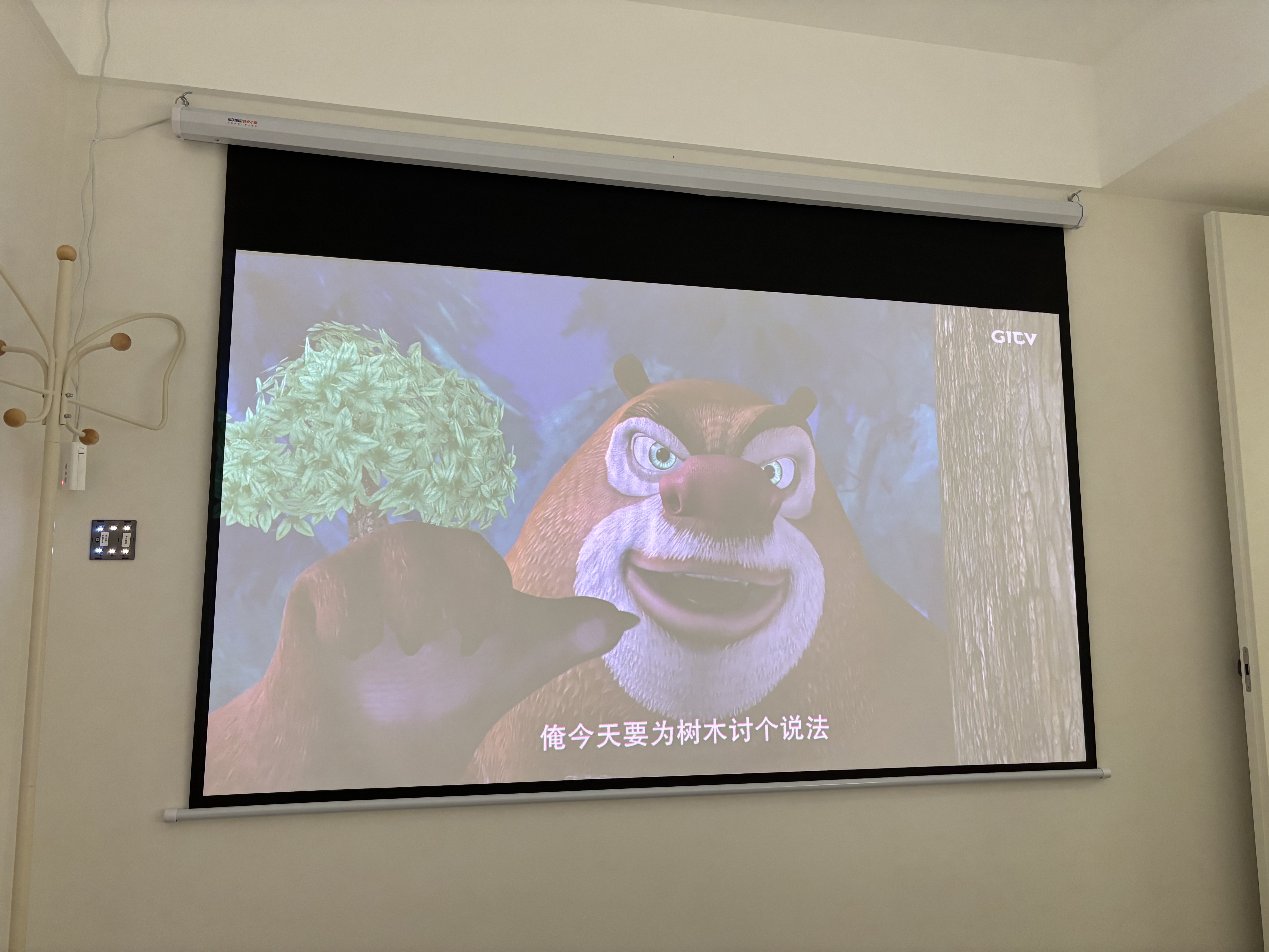 快朵小屋100英寸16:9高清电动幕投影仪幕布家用办公投影机抗光幕布家庭屏幕极米坚果当贝 【标配遥控器】 实拍图
