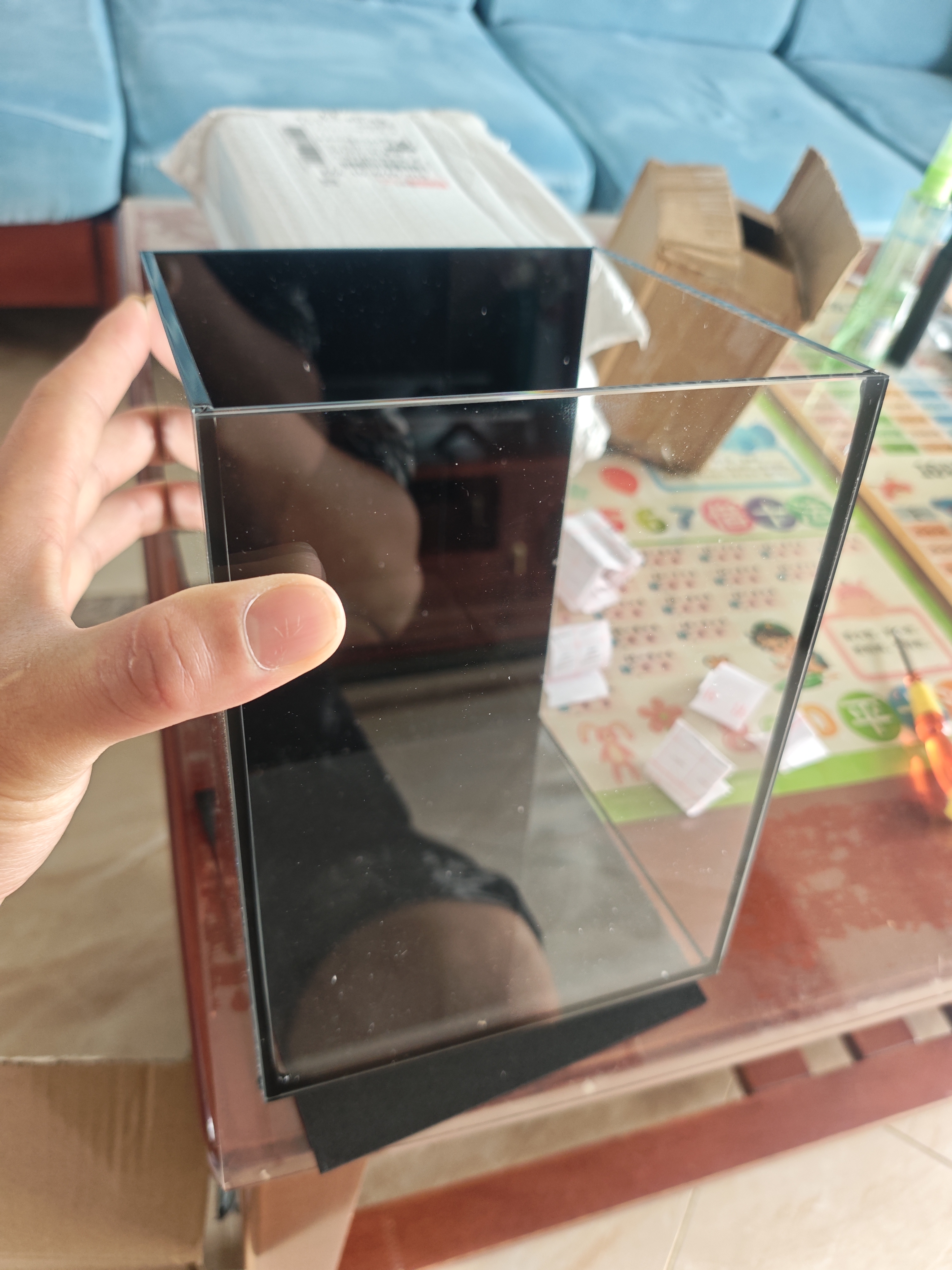 金晶超白玻璃桌面鱼缸小型家用办公室生态懒人全套造景小缸水草缸 裸缸+防滑垫 15*15*20 实拍图