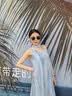 南木熊挂脖吊带连衣裙女2026新款清冷感海边度假风显瘦无袖v领薄纱长裙 蓝色挂脖连衣裙 M 【95-105斤】 实拍图