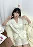 LULU CARTER真丝睡衣女款2026夏秋季新款女轻奢波点Kitty带胸垫家居服礼盒装 黄色kitty【三件套】 M 建议 80-100斤 实拍图