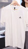 adidas情侣休闲纯棉上衣圆领正肩短袖T恤男女夏季阿迪达斯轻运动   米白   L 实拍图