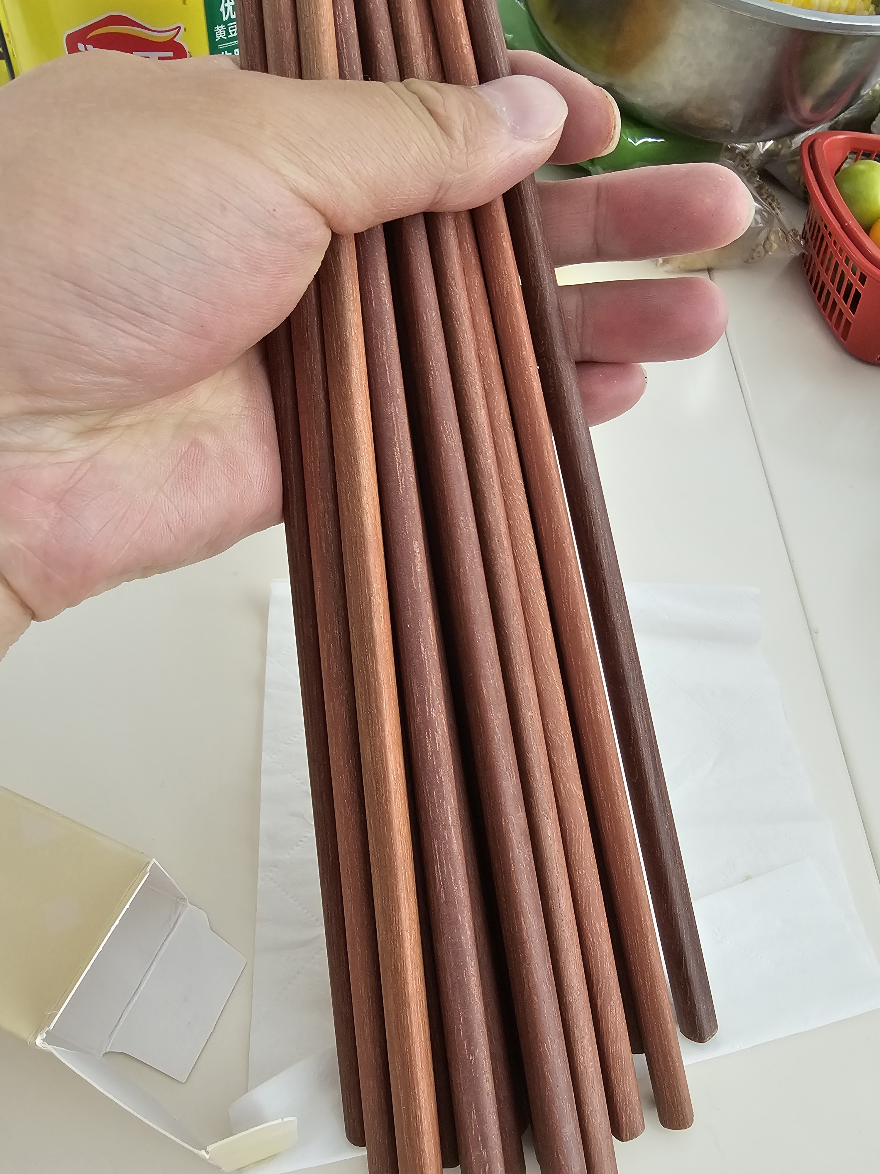 双枪红檀木筷子天然抗菌木筷 家用实木无漆无蜡筷子餐具套装10双 实拍图